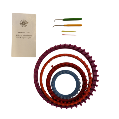 Includes knitting looms and plastic needles.