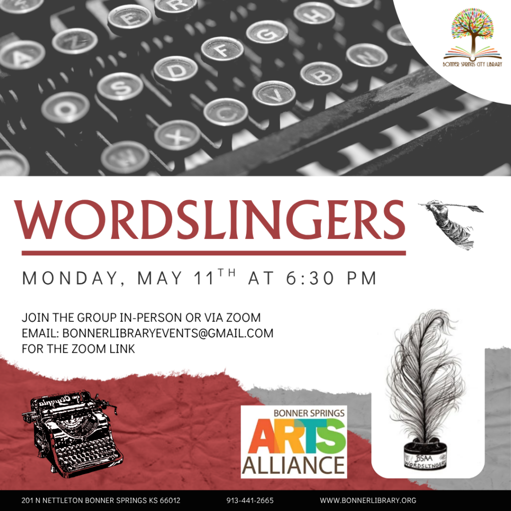 Wordslingers May 11th at 6:30 pm
