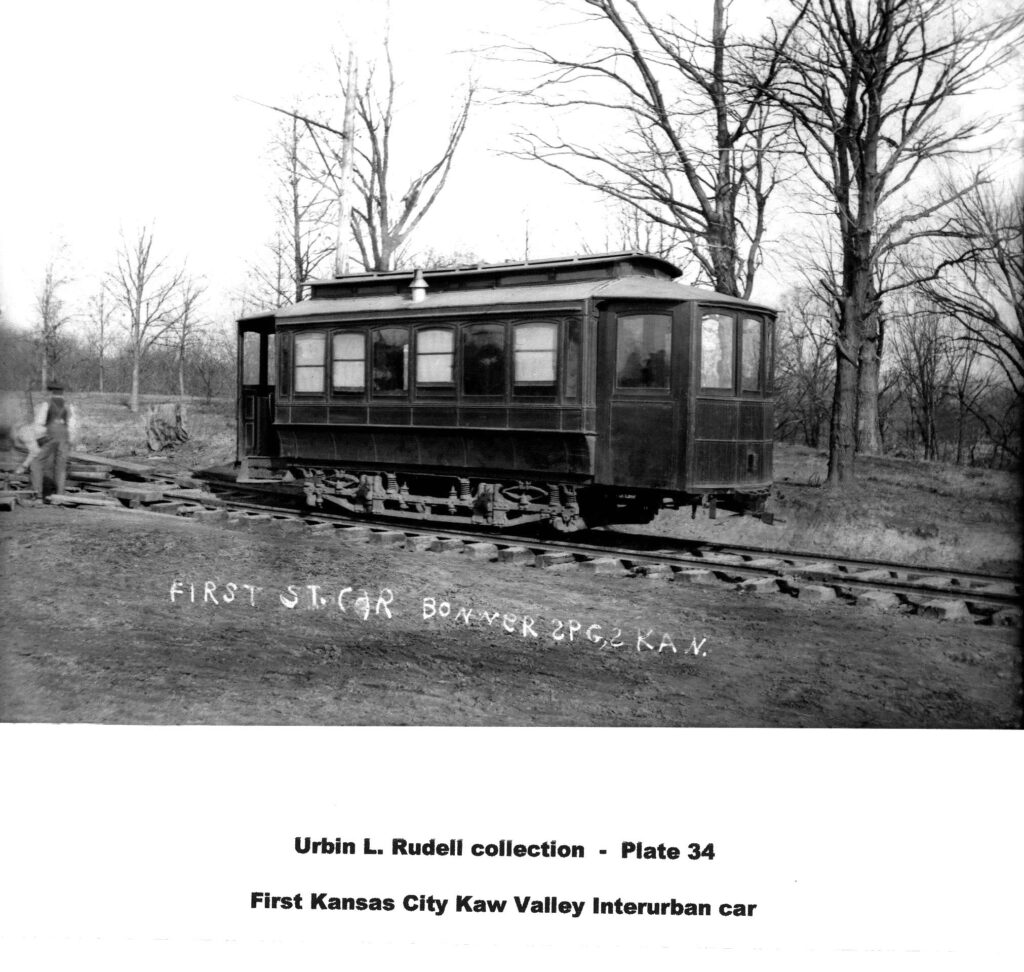 Urbin Ll Rudell collection plate 34. First Kansas City Kaw Valley Interurban car.